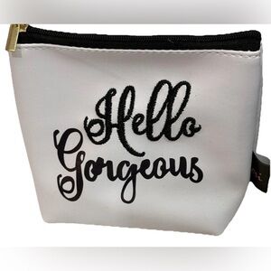 White Cosmetic Pouch with Black Text NEW